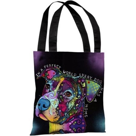 ONE BELLA CASA One Bella Casa 71865TT18P 18 in. In a Perfect World Polyester Tote Bag by Dean Russo 71865TT18P